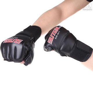 ★PU Leather Half Mitts Mitten MMA Muay Thai Training Punchin