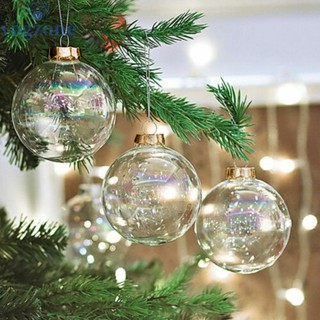 `12x Clear Iridescent Glass Baubles Balls Christmas Tree Orn