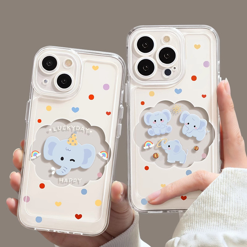 ZEYOU精選🥇17保護殼 新款 雲朵大象蘋果16手機殻新款iphone16promax透明鏤空15pro保護套14