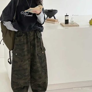【限時下殺】🔥 男女童2025秋裝新款兒童中大童工裝迷彩長褲痞帥休閑寬鬆彎刀褲子