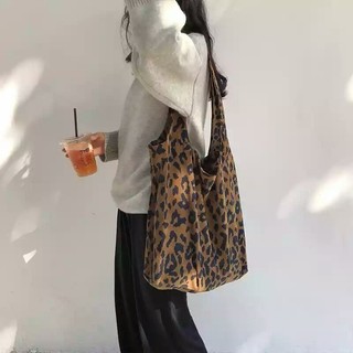 【台灣出貨】豹紋帆布包女單肩百搭chic布袋ins手提包燈芯絨豹紋包