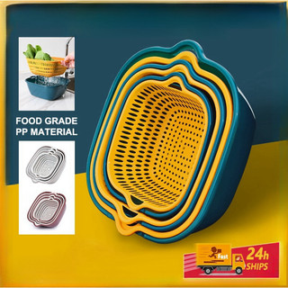 6 in 1 Drain Basket Fruit Vegetables Strainer Rinse Penapis