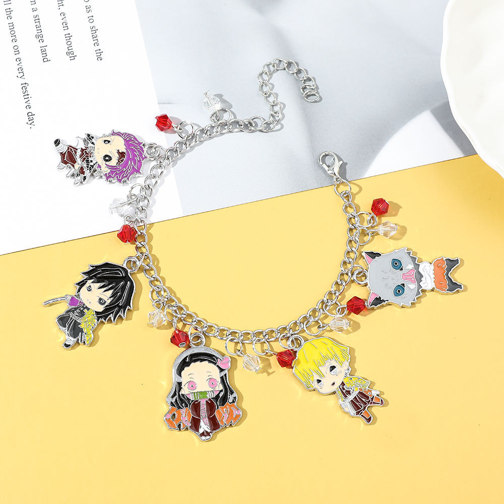 鬼滅之刃周邊✨ 動漫係列 爆款日系動漫鬼滅之刃Demon Slayer卡通人物炭治郎組合手鏈飾品 生日禮物 愛好收藏