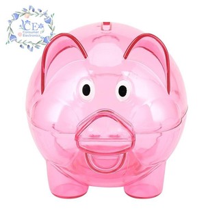 Cute Plastic Pig Clear Piggy Bank Coin Box Money Cash Saving
