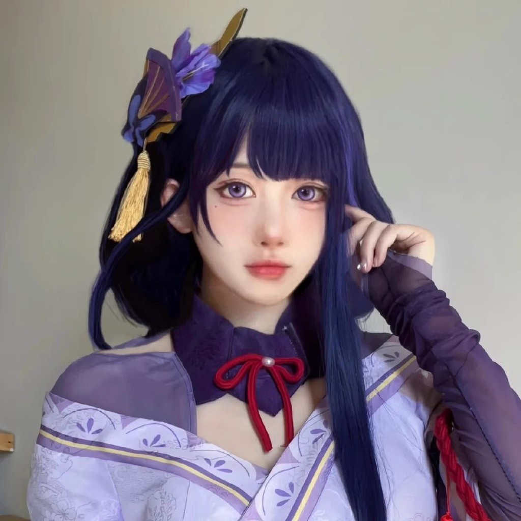  免運【秋雅優選】動漫cos假髮原神雷電將軍影稻妻城cosplay加蓬加粗麻花辮挑染無須修剪假發毛髮髮片髮夾二次元角色