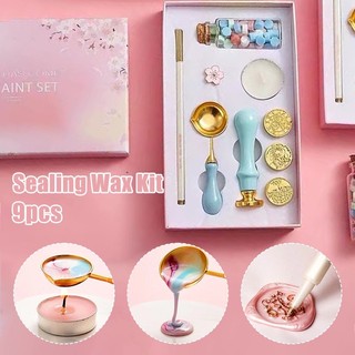 9PCS Wax Stamp Seals Set with 3 Wax Sealing Stamps Metal Pen