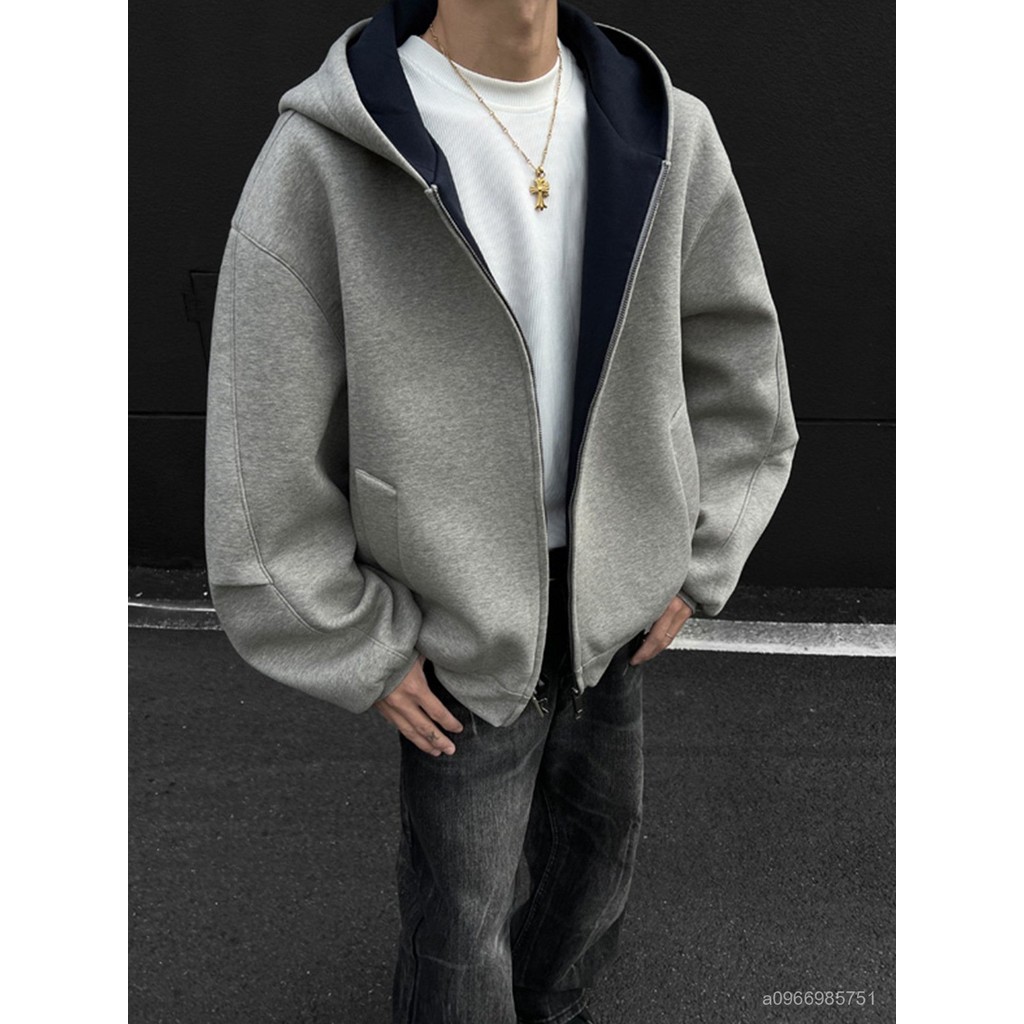 【ASDF】臺灣出貨 免運 衛衣外套男 M-8XL美式重磅開衫衛衣男款潮牌休閒慵懶風痞帥外套cleanfit廓形連帽衫