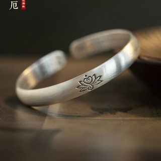 開運小物🙏🏻已過爐開光 心經手環 心咒手環 護身手環 白銅鍍銀手鐲開口複古做舊蓮花經文大悲咒心經底男女款飾品批發