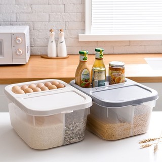 New 2 Grids Rice Storage With Wheels Airtight Food Storage C