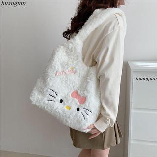 hello kitty單肩包✨ 大容量毛毛單肩包女甜美可愛毛絨托特包通勤秋冬包包 毛茸茸包