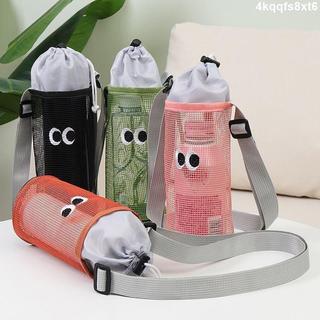 可愛杯套 韓國livework可愛大眼睛抽繩束口水杯瓶收納袋單肩斜跨網眼包杯套 水杯保護套 防摔防燙水杯套