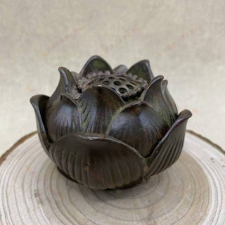 新款免運👀古玩收藏 銅器蓮花香爐擺件 蓮花大明宣德爐 家用復古 禪意蓮子登科 包老復古
