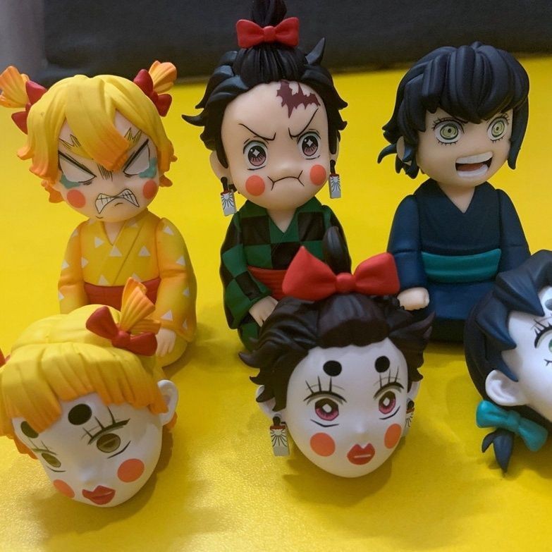 🔥臺灣出貨🔥【鬼滅之刃GK花街篇】炭治郎我妻伊之助跪姿雙頭鵰擺件盒裝手辦 Q版炭子炭治郎我妻豆子 擺件 盒裝手辦