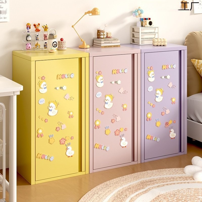 😝亮亮小鋪·台灣出貨😝多巴胺床頭櫃 鐵皮收納櫃 奶油風 多巴胺 家用/客廳/馬龍小子/臥室/床頭櫃/超窄櫃/收納櫃/置物