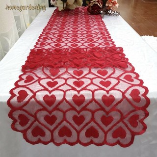 Heart Red Tablecloth Table Runner Wedding Dinner Banquet Val