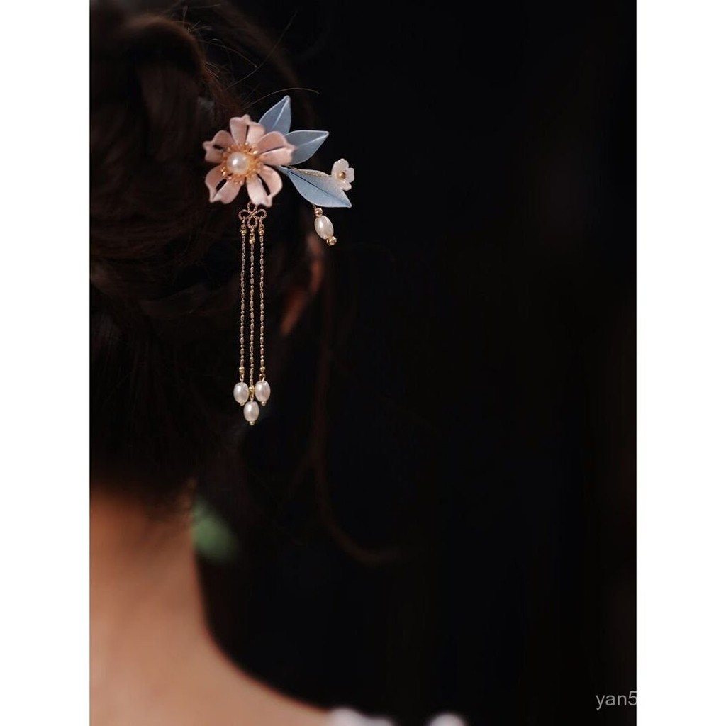 【嘟嘟厚】兒童u型髮簪古風流蘇髮飾 森係僊美漢服配飾纏花簪子宋製少女頭飾