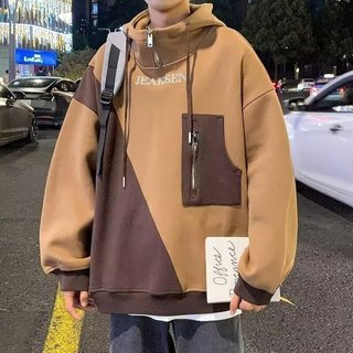 設計感 美式 復古 連帽 衛衣 男女 秋冬 加絨 寬鬆 慵懶風 oversize 外套 男生 刷毛款上衣（BW98）