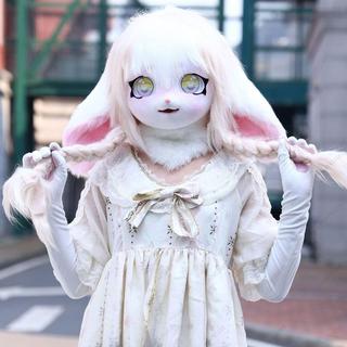 AIOE#獸頭kig可穿戴毛毛面具洛麗塔漫展演出服