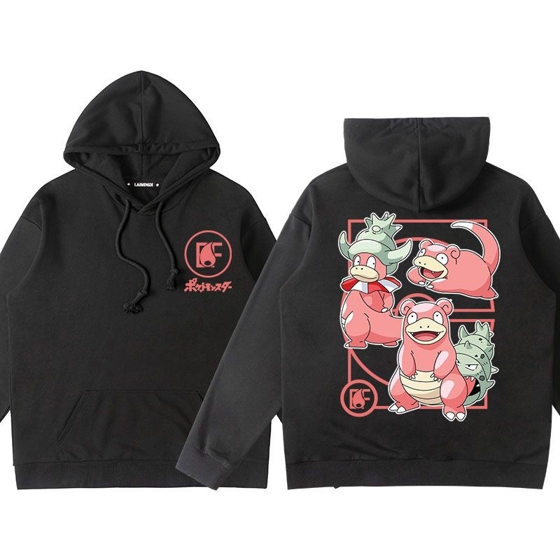 隔日到貨🔥獨家花色🔥寶可夢可達鴨呆呆獸卡通印花復古大學t男長袖上衣新款正韓帽t美式帽t加絨帽踢大學t長袖大尺碼重磅帽t