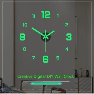 3D Wall Clock Luminous Frameless DIY Digital Clock Wall Stic