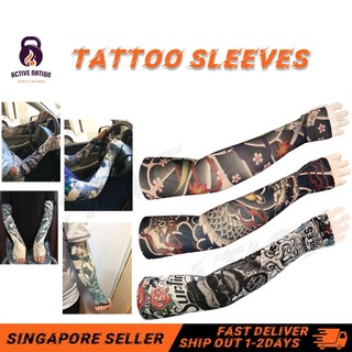 2 PCS Tattoo Arm Sleeves Printed UV Protection Outdoor Cycli