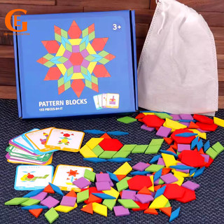 155 Pcs Pattern Blocks Set Geometric Shape Puzzle Kindergart