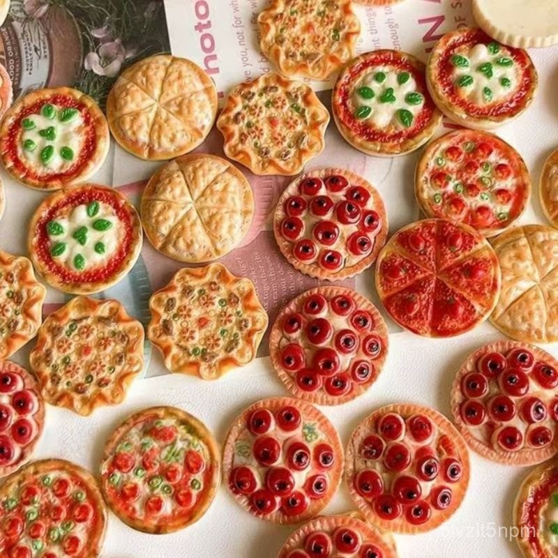 🔥桃園有貨🔥仿真芝士披薩食玩披薩模型DIY冰箱鞋花奶油膠立體裝飾手工diy材料 GCXH