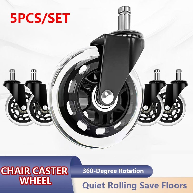 5PCS Swivel Rubber Caster Wheels 3 Inch Office Chair Caster