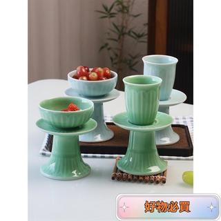 ❤臺灣出貨❤青瓷 中式 高腳 供碗 佛堂 用品 齋碗 凈水杯 分體 陶瓷 碗杯 寺廟 貢菜碗 蓮花 陶瓷碗 中式 祭祀碗