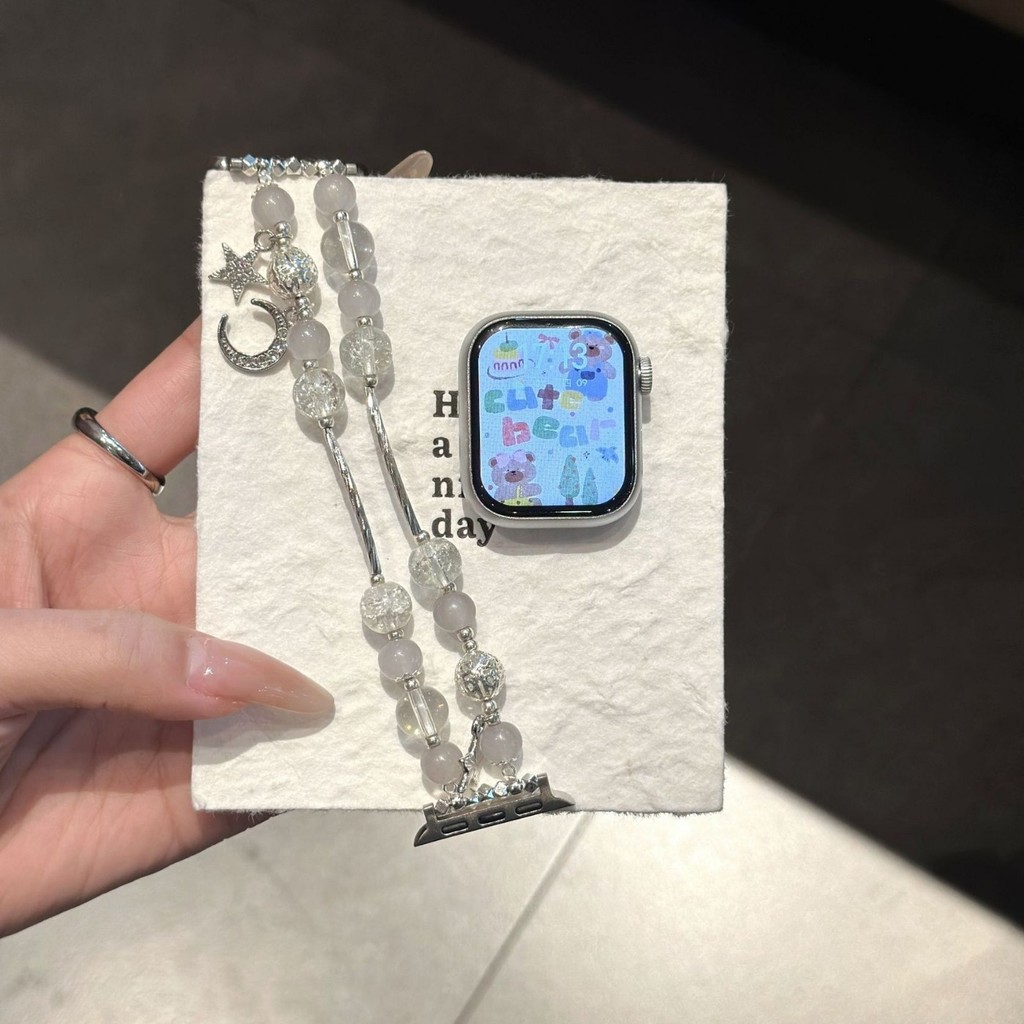 💕高質量款💕適用蘋果S9手錶帶AppleWatch10/76代通用SE2輕奢星空星星月亮錶鏈