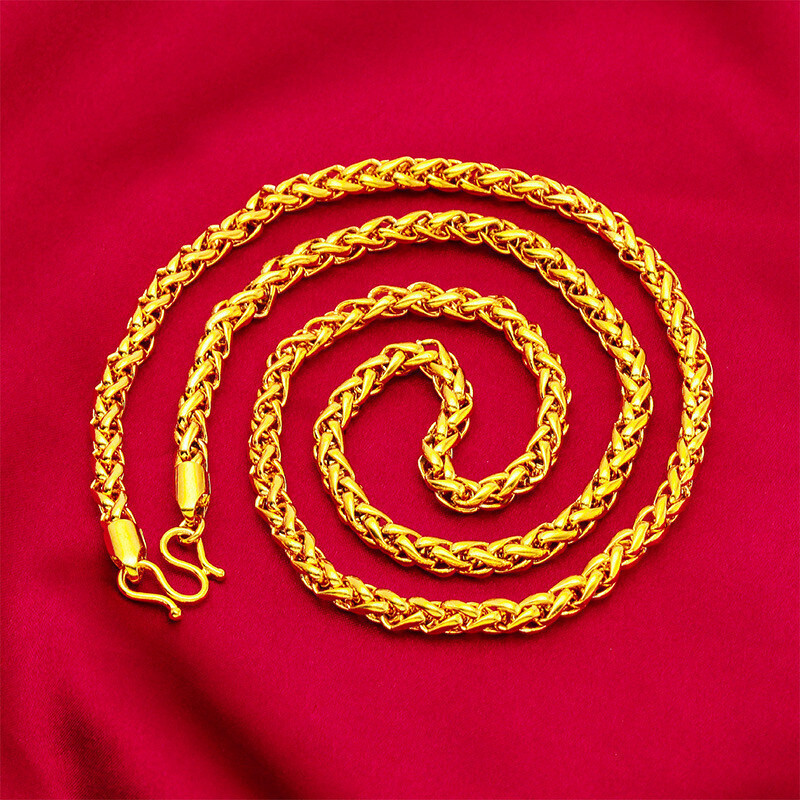 越南沙jin肖邦鏈男黃鈞色麻繩項鍊黃銅鍍jin首飾大氣24k色廠家直銷 沙jin飾品久不褪色