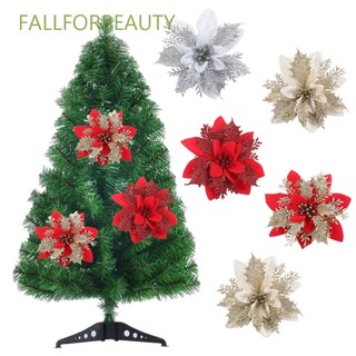 5/10pcs Artificial Christmas Flowers Gold Christmas Tree Orn