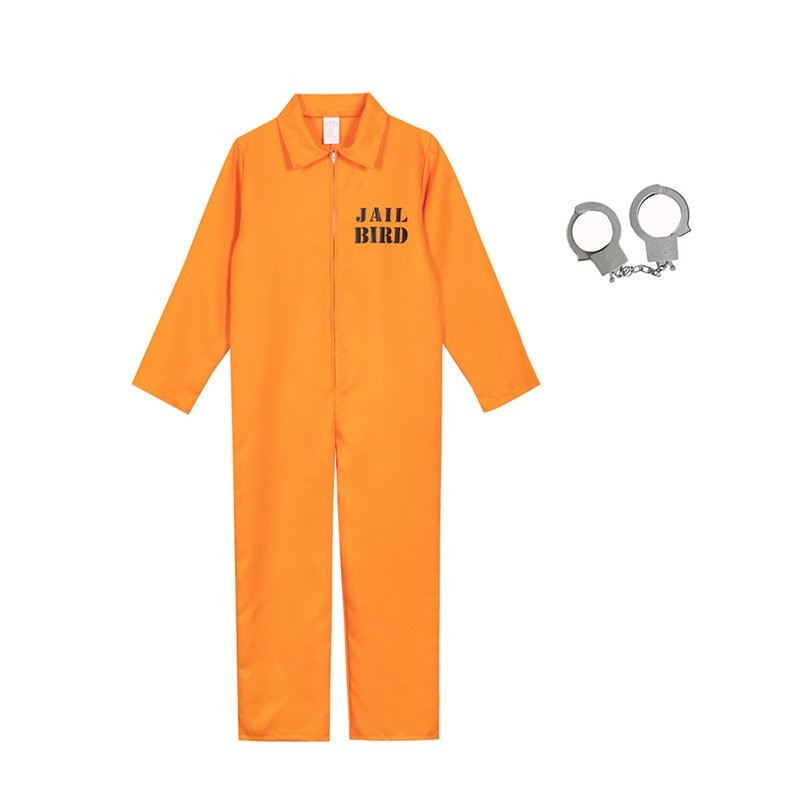 萬聖節特輯 萬聖節cos囚犯服裝扮演服犯人服監獄製服囚犯套裝橙色連體囚犯服漫展服 cosplay