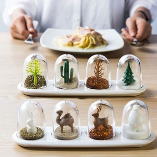 🌸好貨優選🌸創意動物森林調味瓶套裝 廚房調味罐 調味瓶 香料罐 調味料罐 撒粉器 調味罐 調味瓶 空瓶 鹽巴罐 家用