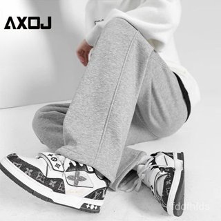 【臺灣出貨】新款夏季薄款褲子男針織休閒褲運動長褲寬鬆闊腿直筒學生衛褲加絨加厚長褲灰色長褲