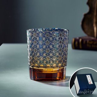 好物分享&青蘋果江戶切子威士忌杯水晶玻璃硝子玻璃刻花手工鵰刻酒杯套裝 調酒工具大全