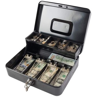 Cash Box with Money Tray Durable Large Steel Money Box 5 Com