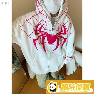 💕臺灣免運💎🎁🎁蜘蛛人外套 蜘蛛人衣服 蜘蛛人服裝 動漫蜘蛛俠外套酷酷girl風美式復古小眾設計感連帽刺
