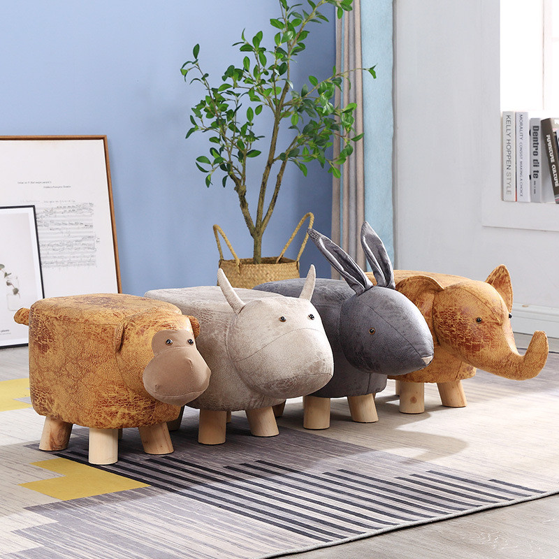 🎉 臺灣熱賣 🎉動物椅 實木椅 兒童椅 動物凳 小椅凳 北歐椅 科技布椅 皮革小椅凳 穿鞋椅 小凳子 小椅子