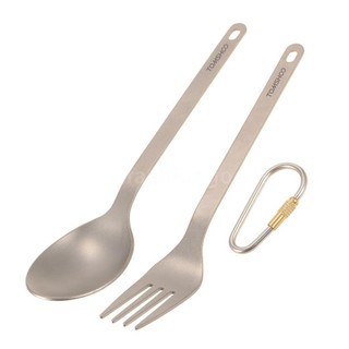 TOMSHOO Titanium Tableware Dinner Frok Spoon Cutlery Set Fla