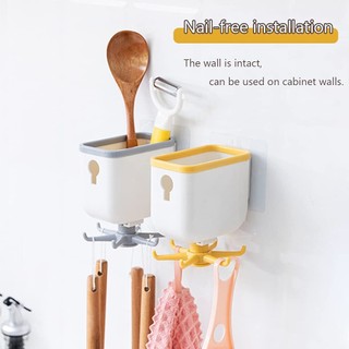 1pcs 6-Claw Kitchen Hook Can Be Rotated Hole-Free 6-Claw Wal