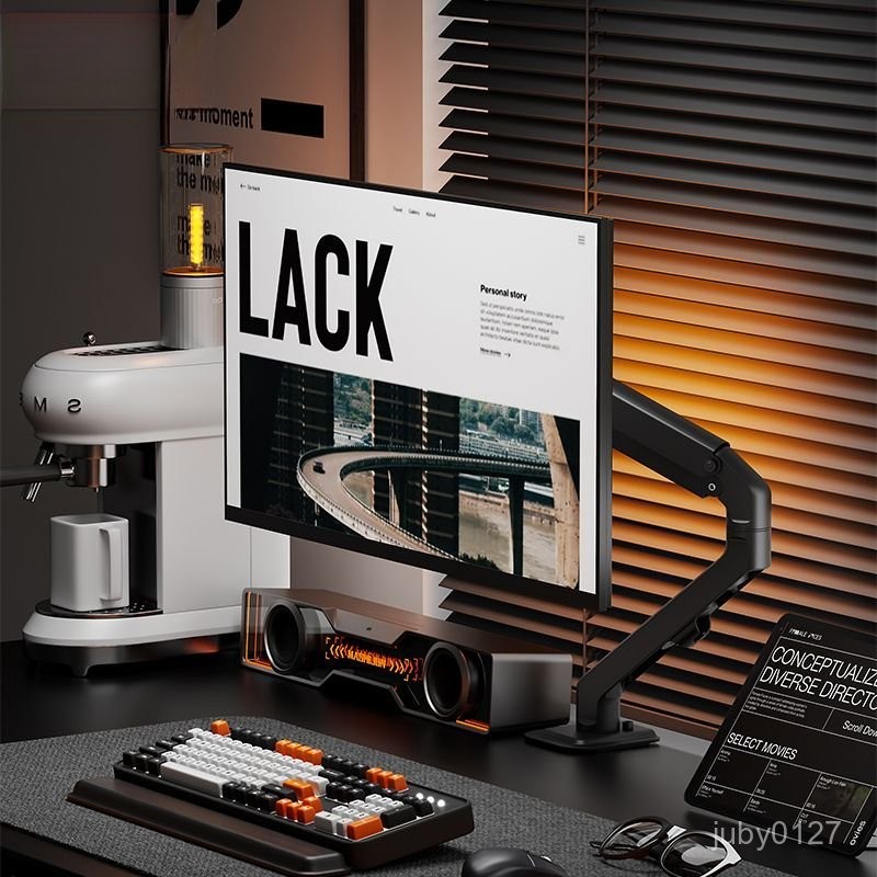 電腦 螢幕架 手臂支架 螢幕支架 夾鎖 機械臂 電腦支架 屏幕支架 T6電腦顯示器支架屏幕桌麵增高免打孔萬嚮旋轉式機械懸