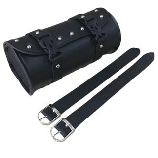 Motorcycle Fork Bag Handlebar Leather Tool Pouch Roll Barrel
