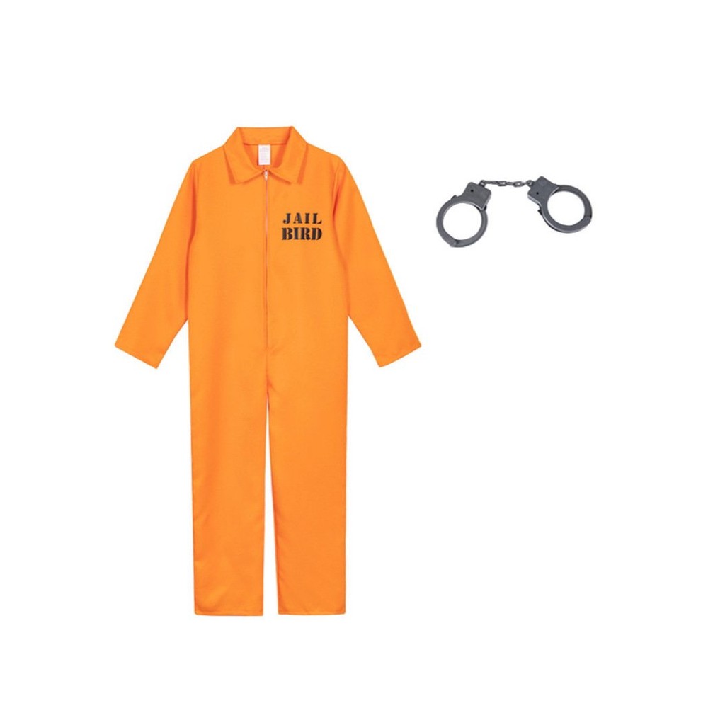 萬聖節特輯 萬聖節cos囚犯服裝扮演服犯人服監獄製服囚犯套裝橙色連體囚犯服萬聖節衣服 cosplay