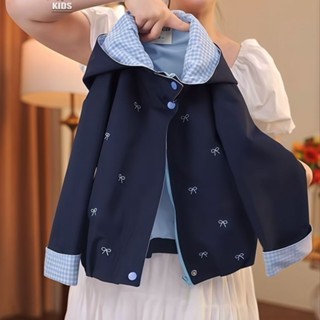 💕洋洋兒童店💕 女童春秋外套 兒童外套 女童秋裝外套新款小女孩衝鋒衣洋氣時髦中大童拉鏈連帽春秋款 女童風衣外套 女寶外套