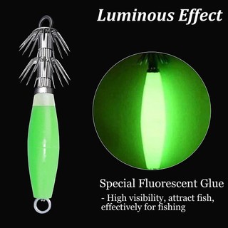 3PCS Fluorescent Squid Jig Luminous Squid Fishing Hooks for