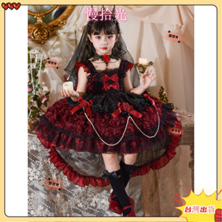 臺灣優品 萬聖節小惡魔公主裙吸血鬼 cos 服裝女童吊帶兒童連衣裙四季