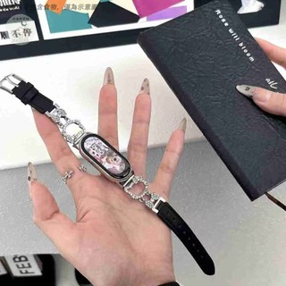 適用於小米10表帶 9/8凱蒂貓拼皮表帶 小米8/9pro紅米watch4/5表帶