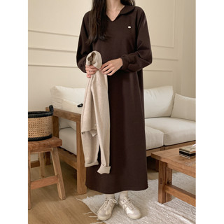 Codibook｜韓國 09WOMEN 歐美風長袖寬鬆翻領連身洋裝［預購］長洋裝 女裝