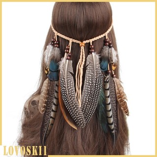 Turban Headband Tassel Bohemian Headband Feather Headpiece G